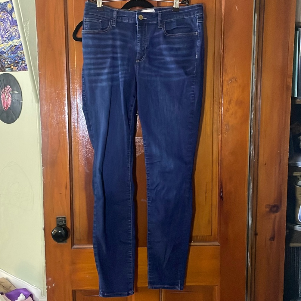 dark blue jeans, universal threads, large mid rise skinny jeans